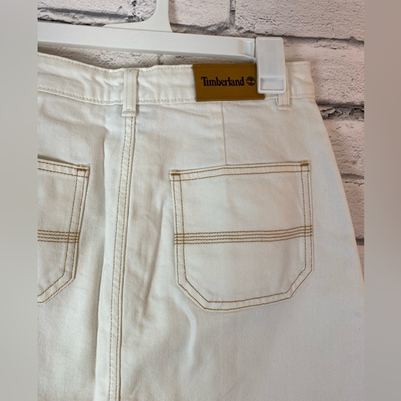 Timberland Refibra Button Front Cream Denim Skirt size 27/US 4 Y2K Skirt NWT - Picture 7 of 9